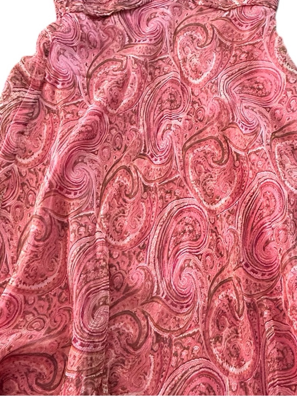 Laundry By Shelli Segal 100% Silk Pink Paisley V-Neck Sleeveless Midi Dress SZ6 - Picture 6 of 13